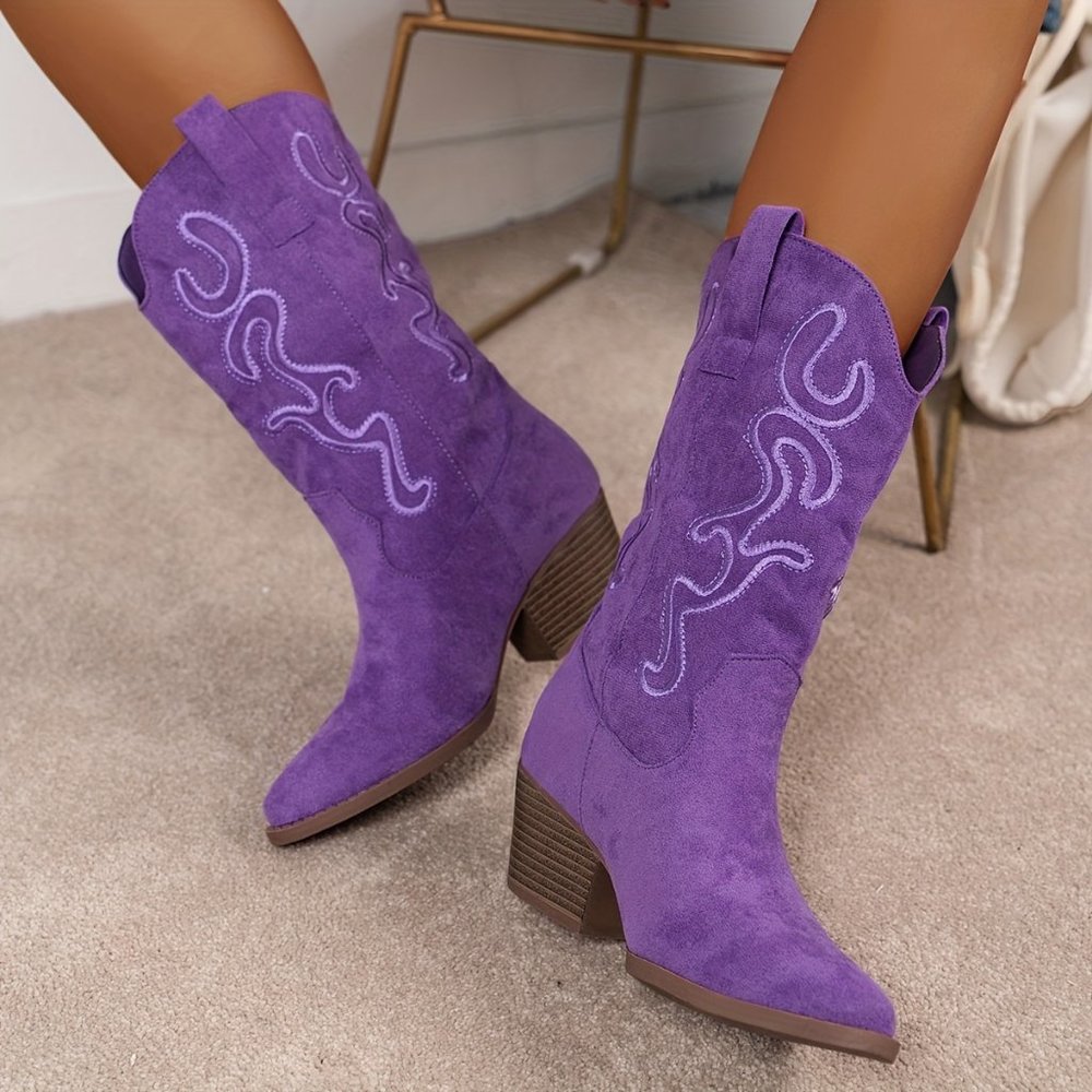Women Chunky heel midcalf boots, cowboy boots - Picture 10 of 12